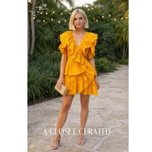 Dundas Ruffle Asymmetrical Mini Dress 2 Orange
